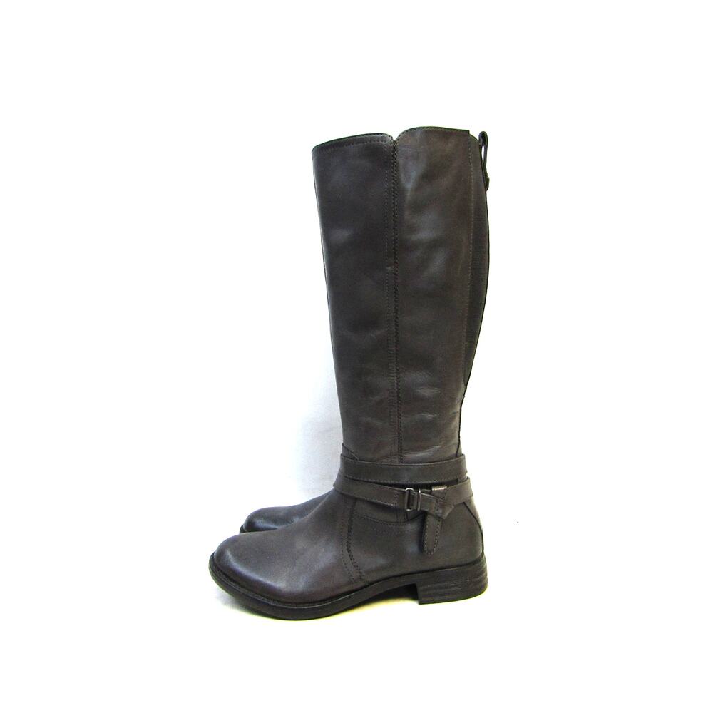 Bussola Womens Size 37 EUR Gray Brown Leather Zip 15" Knee High Fashion Boots